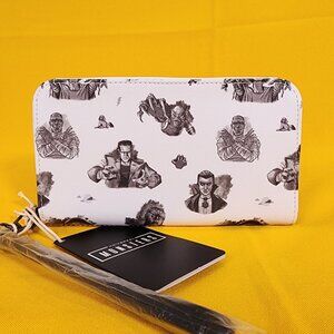 Loungefly Universal Monsters White & Black AOP Halloween Tech Wallet New